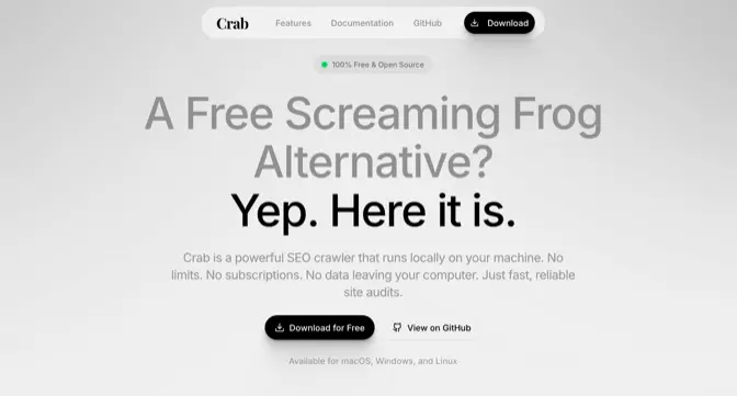 Original Crab hero section